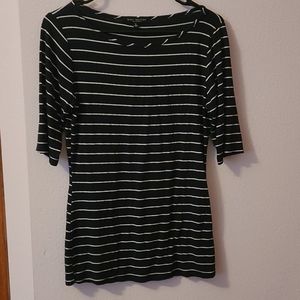 Black & White Stiped High Neck Top, Size Medium